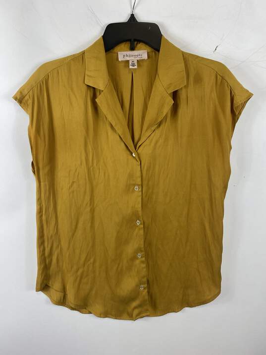 Philosophy Women Yellow Sleeveless Button Up Blouse S image number 1