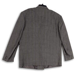 NWT Mens Gray Plaid Long Sleeve Peak Lapel Double Breasted Blazer Size 46 alternative image