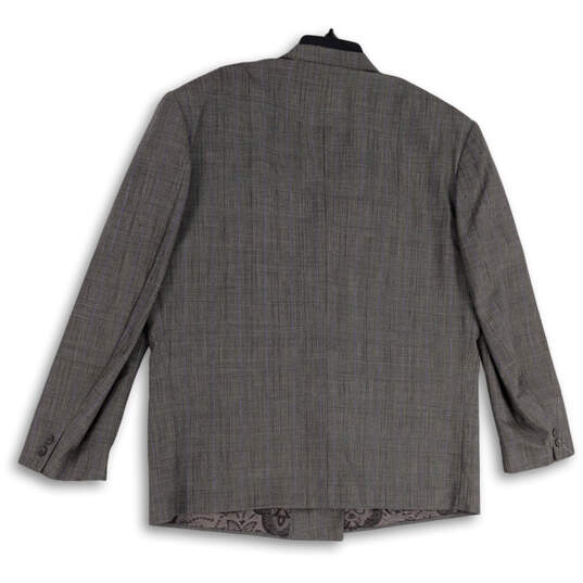 NWT Mens Gray Plaid Long Sleeve Peak Lapel Double Breasted Blazer Size 46 image number 2