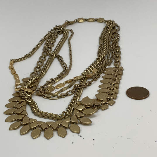 Designer Stella & Dot Gold-Tone Triple Strand Layered Statement Necklace image number 3