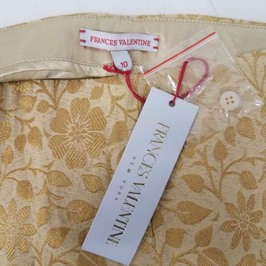 NWT Francis Valentine New York WM's Floral Gold Jacquard Blend Petrie Pants Size 10 image number 3