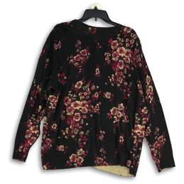 NWT Croft & Barrow Womens Black Floral Knitted Button Front Cardigan Sweater 3X alternative image
