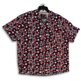 Mens Multicolor Geometric Print Spread Collar Button-Up Shirt Size XXL