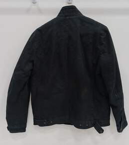 Mens Black Cotton Long Sleeve Slash Pockets Magnetic Snap Jacket Size Medium