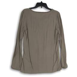 NWT Womens Gray Long Sleeve Tie Neck Pullover Blouse Top Size XS alternative image
