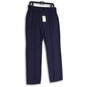 NWT Womens Navy Blue Elastic Waist Pull-On Straight Leg Ankle Pants Size M image number 1