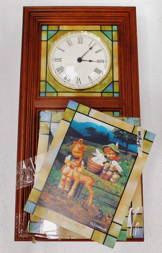 Danbury Mint Hummel Stained Glass Four Seasons Light Up Wall Clock image number 1