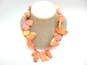 Artisan 925 Orange & Pink Dyed Jasper Graduated Slabs Beaded Statement Necklace 148.5g image number 1