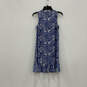 Womens Blue White Paisley Sleeveless Ruffle Hem Pullover Mini Dress Size XS image number 2