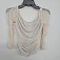 Ivory Mesh Ruched Long Sleeve Blouse image number 2
