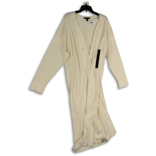 NWT Womens White Open Front Long Sleeve Long Cardigan Sweater Size XXL image number 3