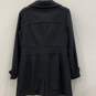 Womens Black Wool Collared Flap Pockets Full-Zip Trench Coat Size 12 image number 2