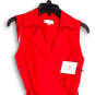 NWT Womens Red Sleeveless Notch Collar Tie Waist Wrap Dress Size 4 image number 2