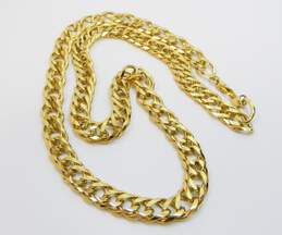 VNTG Trifari & Napier Gold Tone Chain Necklace & Black Enamel Bracelet 89.4g alternative image