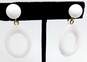 Vintage Crown Trifari White & Gold Tone Clip-On Drop Earrings 5.7gs 5.7g image number 1