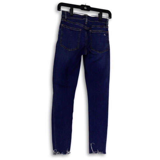 Womens Blue Denim Medium Wash Pockets Distressed Skinny Leg Jeans Size 24 image number 2