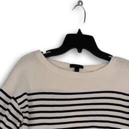 Womens White Blue Striped Boat Neck 3/4 Sleeve Pullover Tunic Top Size M alternative image