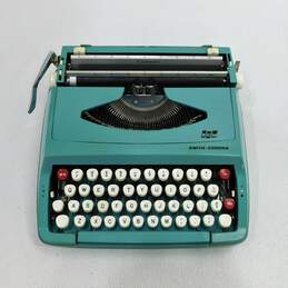 Vintage 1960s Smith Corona Corsair Blue Portable Typewriter w/ Case alternative image