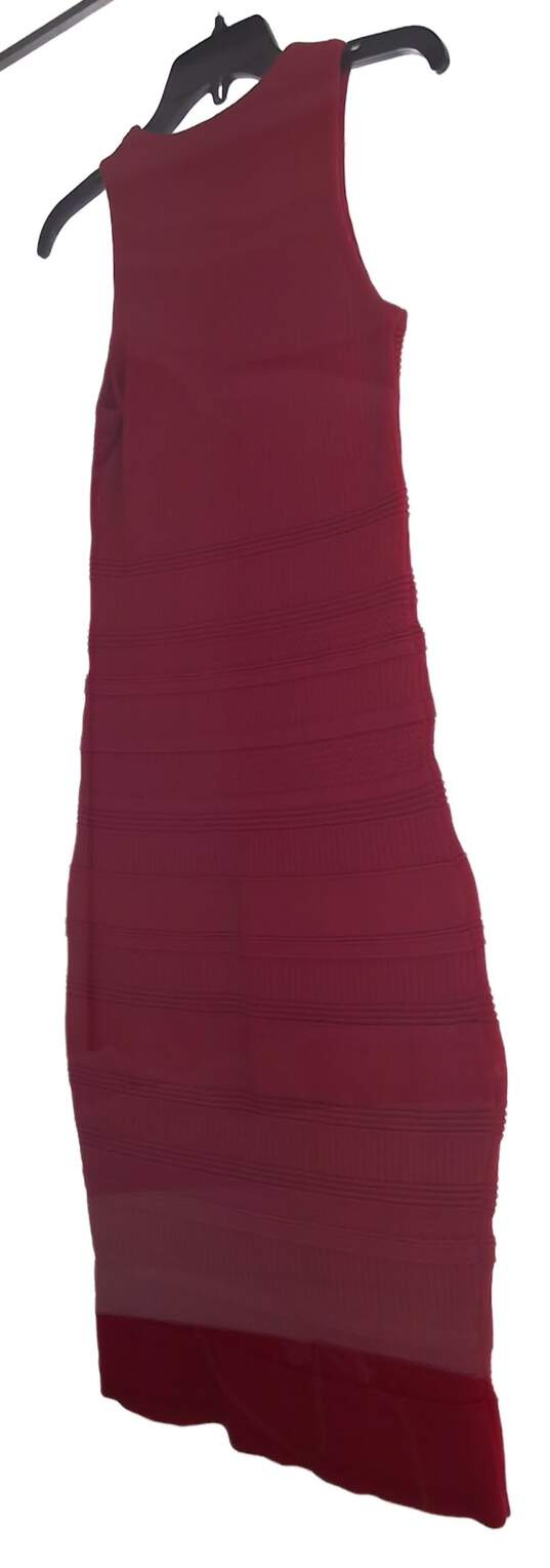 Womens Red Sleeveless Scoop Neck Pullover Bodycon Dress Size Small image number 2