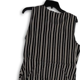 NWT Womens Black White Striped Asymmetrical Hem Fit & Flare Dress Size L