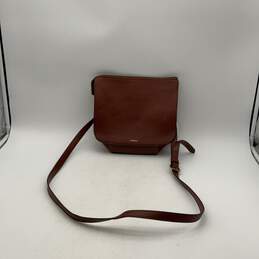 NWT Fossil Womens Brown Leather Zipper Adjustable Strap Crossbody Bag Purse