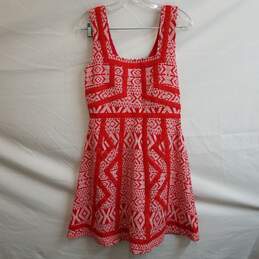 Boden red embroidered sleeveless fit and flare dress 10