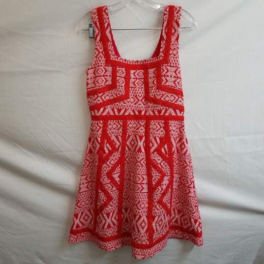 Boden red embroidered sleeveless fit and flare dress 10 image number 1
