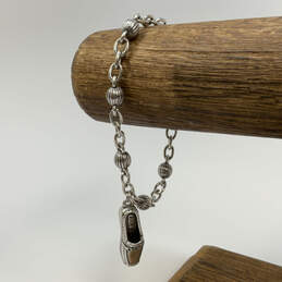 Designer Brighton Silver-Tone Link Chain Shoe Charm Bracelet With Box