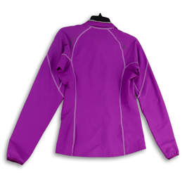 Womens Purple Pockets Long Sleeve Collared Full-Zip Jacket Size TS alternative image