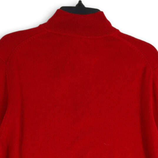 NWT Mens Red Mock Neck Long Sleeve Quarter Zip Pullover Sweater Size L image number 1