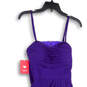 NWT Womens Purple Pleated Spaghetti Strap Fit And Flare Dress Size 34/27 image number 3