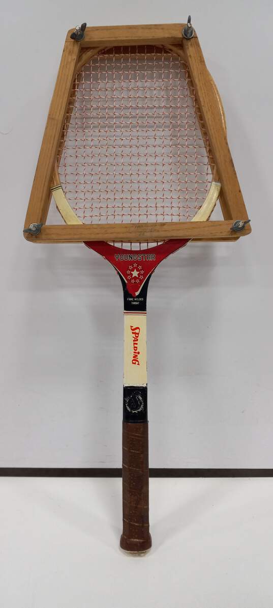 Spalding Young Star Tennis Racquet w/Wooden Cover image number 2