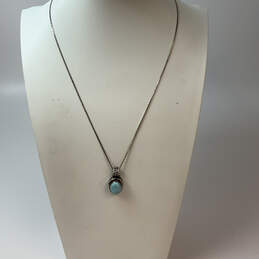 Designer Larimar Cabochon S925 ALE Sterling Silver Chain Pendant Necklace