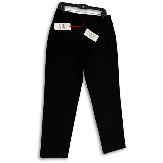NWT Womens Black Flat Front Stretch Pockets Regular Fit Ankle Pants Size 12 image number 4