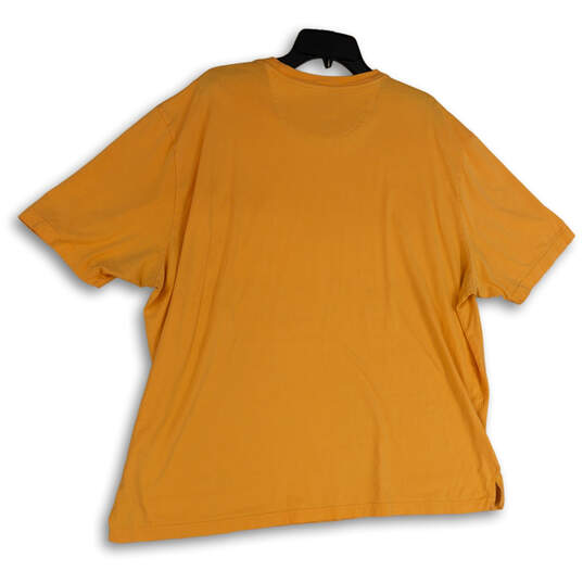 Mens Orange Crew Neck Short Sleeve Front Pocket Pullover T-Shirt Size XXL image number 2