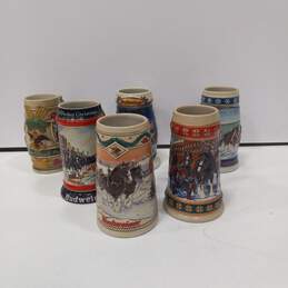 Budweiser Ceramic Beer Mugs Assorted 6pc Lot alternative image