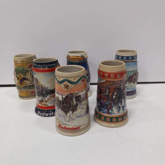 Budweiser Ceramic Beer Mugs Assorted 6pc Lot image number 2