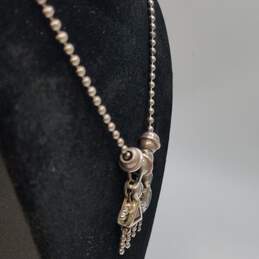 Sterling Silver Bead Chain Multi-Gemstone Boy & Girl Pendant 29.5inch Necklace 16.7g alternative image