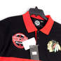 NWT Mens Black Red NHL Chicago Blackhawks Wordmark Rugby Polo Shirt Size XL image number 3