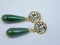 Asian Inspired 14K Yellow Gold Nephrite Drop Earrings 2.4g image number 1