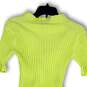 NWT Womens Green Ribbed Ruffle Button Front Cropped Cardigan Sweater Size S image number 4