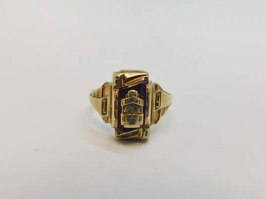 Vintage 10K Gold Ruby Class Ring 4.2g image number 2