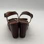 Womens Alexa Bow Brown Leather Open Toe Ankle Strap Wedge Platform Heels Size 9M image number 2