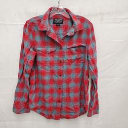 Filson MN's Flannel Red & Blue Teal Plaid Shirt Size M