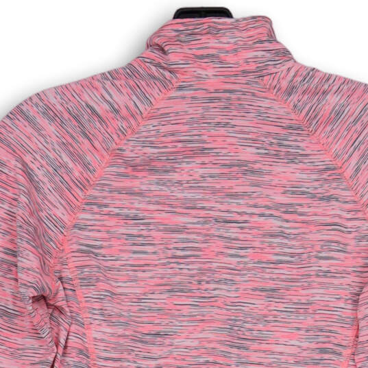 Womens Pink Long Sleeve 1/2 Zip Mock Neck Thumbhole Activewear Top Size S image number 4