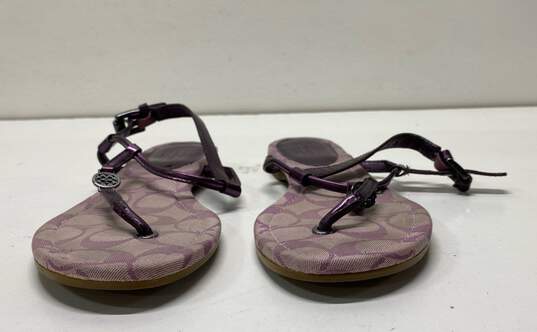COACH Plum Signature T-Strap Thong Sandals Size 6 B image number 2