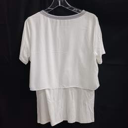 Juicy Couture Women's White Silver Trim Short Sleeve Blouse Size L alternative image