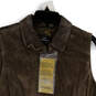 NWT Womens Brown Gray Suede Spread Collar Full-Zip Vest Size Large image number 4