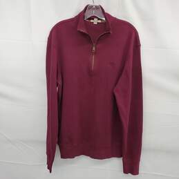 Burberry Brit Men's Magenta 1/4 Zip Cotton Pullover Sweater Size M - AUTHENTICATED