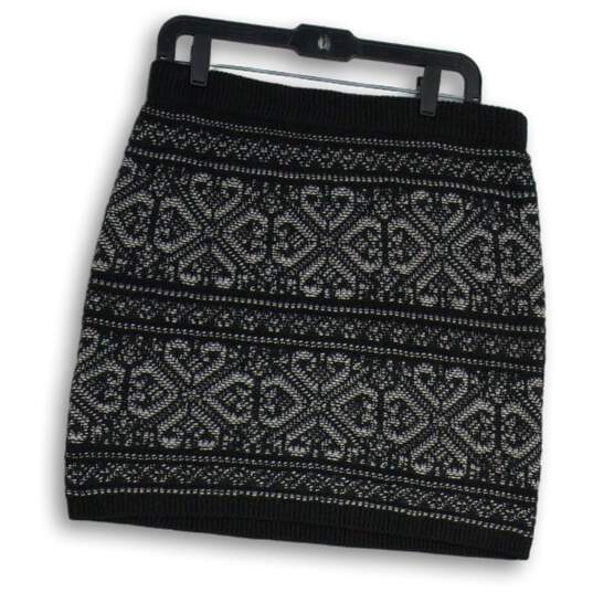 Maurices Womens Black White Aztec Knitted Elastic Waist Pull-On Mini Skirt Sz L image number 1
